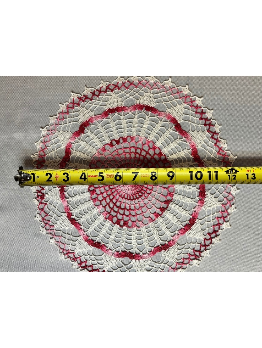 Set of 2 Vintage Crocheted Doilies, 12" Pink Variegated Round Cottagecore Lace - Picture 6 of 8